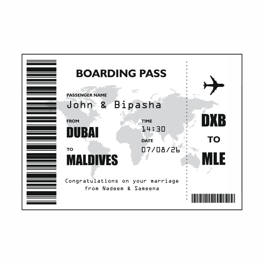 A1 Novelty Boarding Pass Wedding Gift – Large Custom Honeymoon