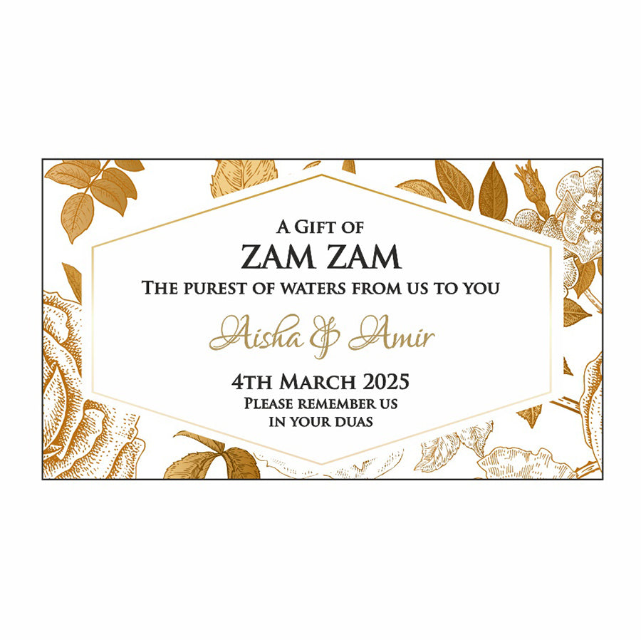 Wheat Floral Personalised Zam Zam Water Bottle Stickers 113 – Custom I –  Shadicards.Com, image size:900x898