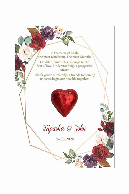 Load image into Gallery viewer, red floral flat favour for chocolate wedding party
