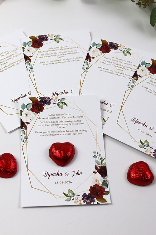 Load image into Gallery viewer, Red Floral Flat A6 Favour Cards FV101 – Add Your Own Chocolate Treat
