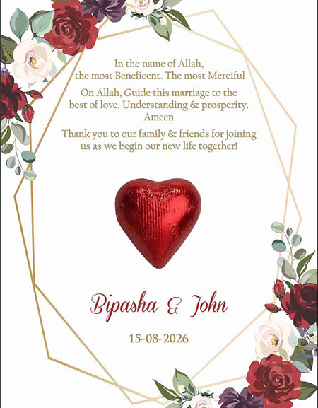 floral flat favour for chocolate wedding red party