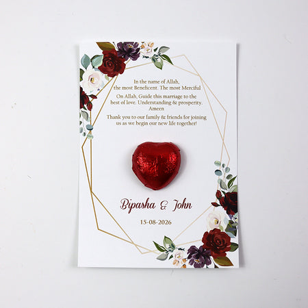 Red Floral Flat A6 Favour Cards FV101 – Add Your Own Chocolate Treat