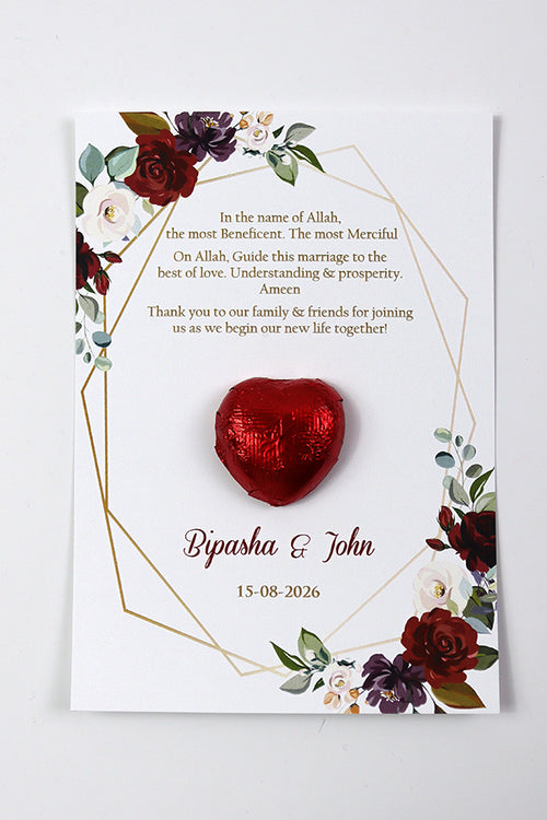Load image into Gallery viewer, Red Floral Flat A6 Favour Cards FV101 – Add Your Own Chocolate Treat
