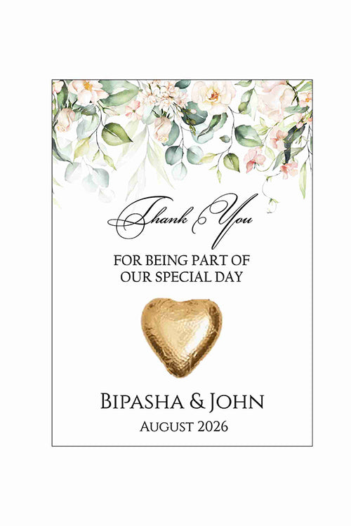 Load image into Gallery viewer, peach and green floral flat favour for chocolate wedding party
