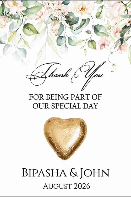 Load image into Gallery viewer, peach and green floral flat favour for chocolate wedding party
