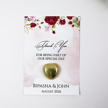 Pink Floral Flat A6 Favour Cards FV103 – Add Your Own Chocolate Treat
