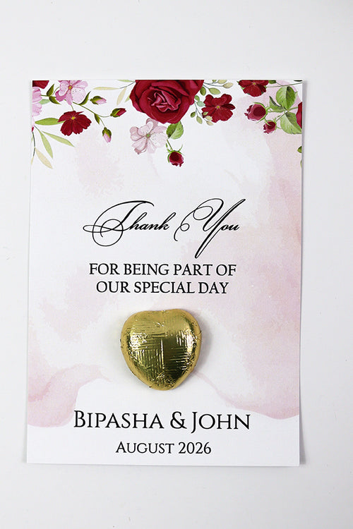 Load image into Gallery viewer, Pink Floral Flat A6 Favour Cards FV103 – Add Your Own Chocolate Treat
