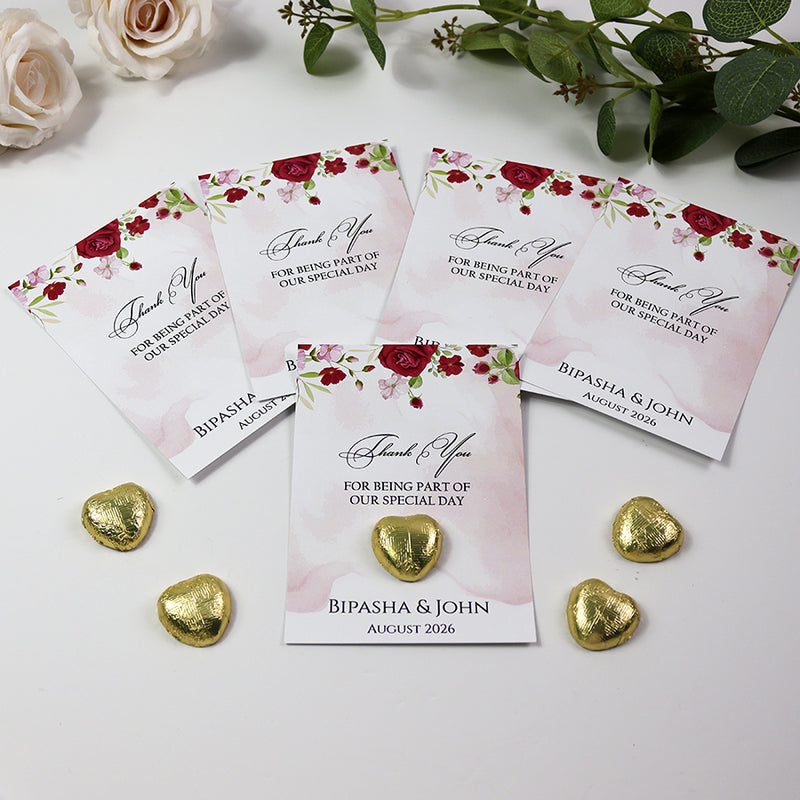 Pink Floral Flat A6 Favour Cards FV103 – Add Your Own Chocolate Treat