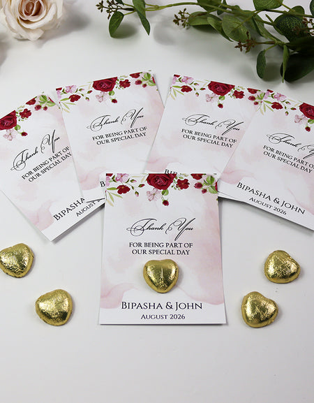 Pink Floral Flat A6 Favour Cards FV103 – Add Your Own Chocolate Treat