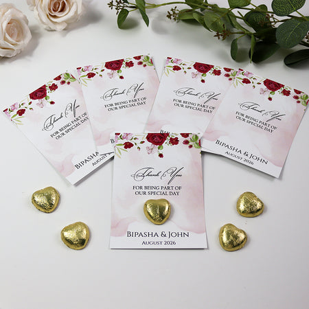 Pink Floral Flat A6 Favour Cards FV103 – Add Your Own Chocolate Treat