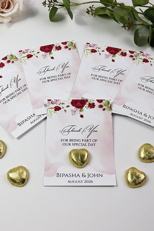 Load image into Gallery viewer, Pink Floral Flat A6 Favour Cards FV103 – Add Your Own Chocolate Treat
