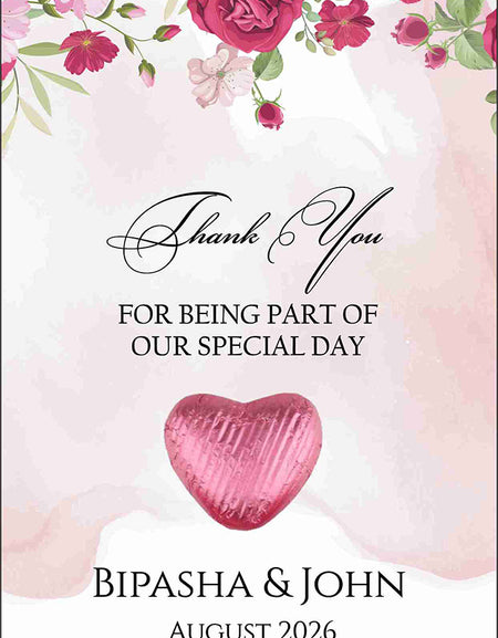 pink floral flat favour for chocolate wedding party