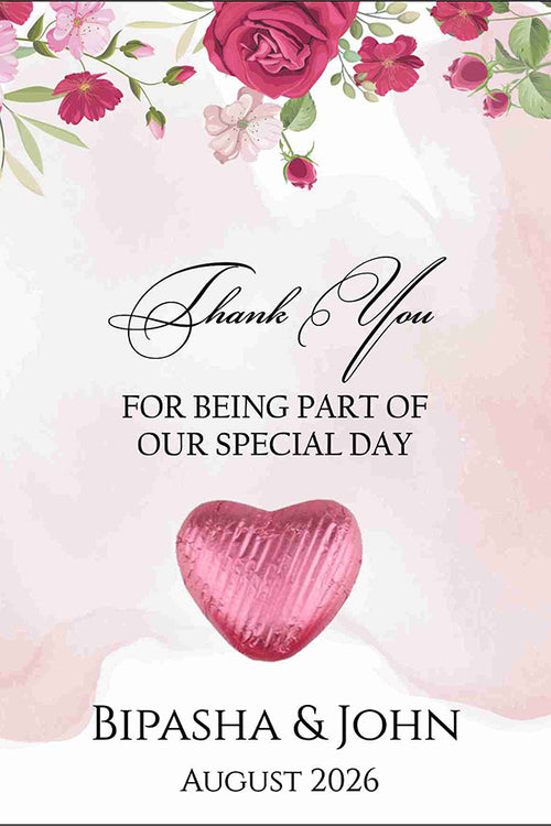 Load image into Gallery viewer, pink floral flat favour for chocolate wedding party
