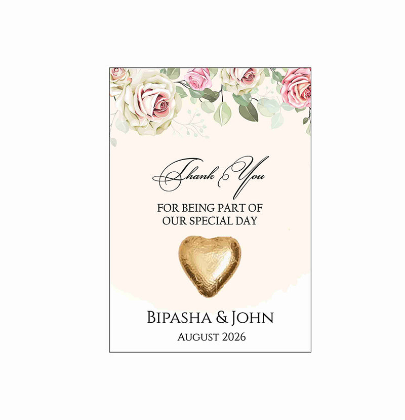 peach floral flat favour for chocolate wedding party