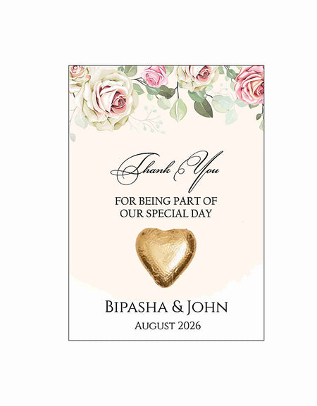 peach floral flat favour for chocolate wedding party