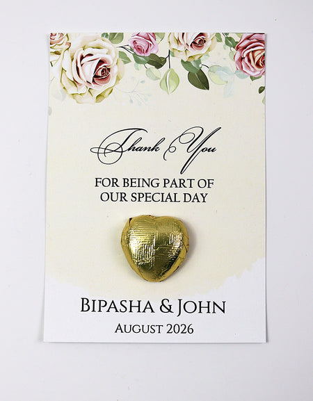 Pinky Peach Floral Flat A6 Favour Cards FV104 – Add Your Own Chocolate Treat