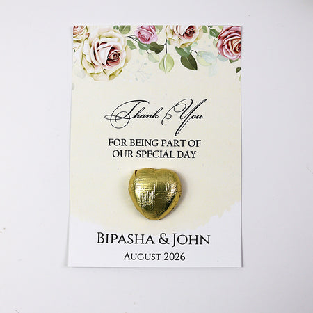 Pinky Peach Floral Flat A6 Favour Cards FV104 – Add Your Own Chocolate Treat
