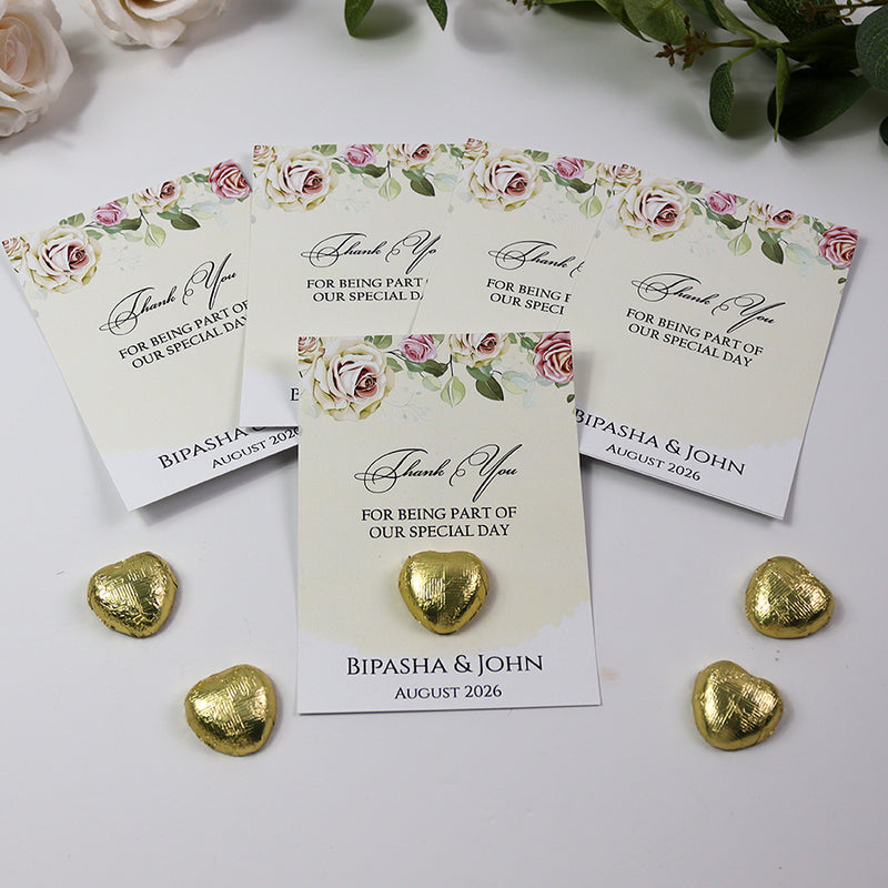 Pinky Peach Floral Flat A6 Favour Cards FV104 – Add Your Own Chocolate Treat