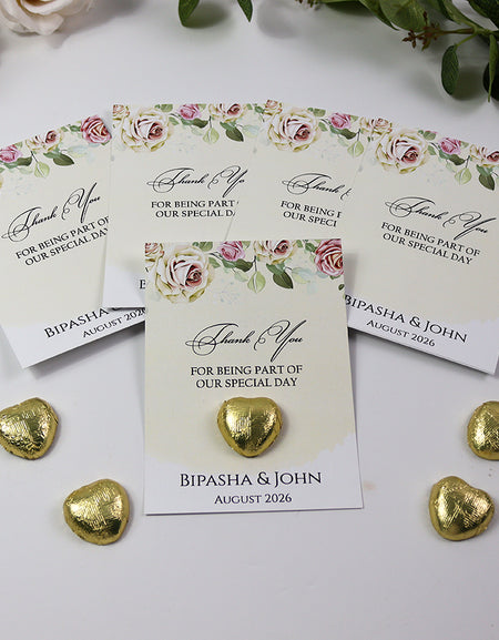 Pinky Peach Floral Flat A6 Favour Cards FV104 – Add Your Own Chocolate Treat