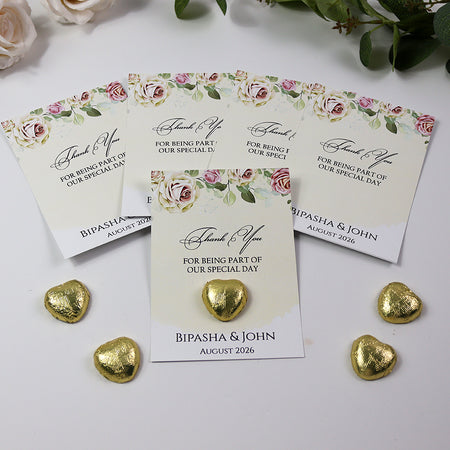 Pinky Peach Floral Flat A6 Favour Cards FV104 – Add Your Own Chocolate Treat