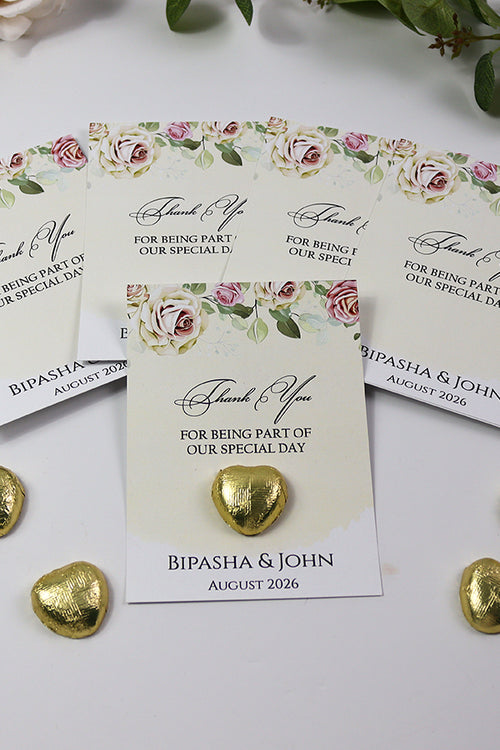 Load image into Gallery viewer, Pinky Peach Floral Flat A6 Favour Cards FV104 – Add Your Own Chocolate Treat
