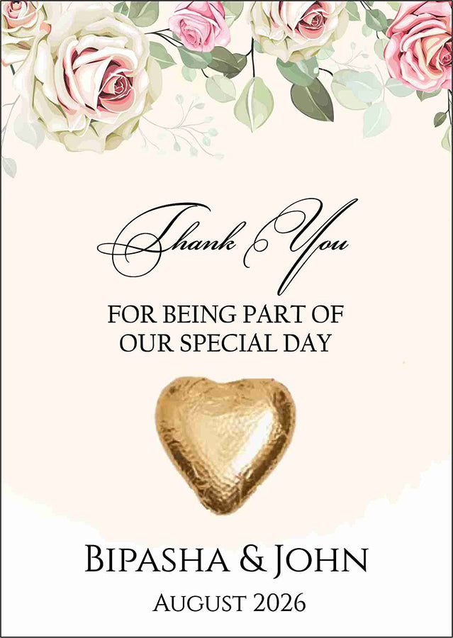 peach floral flat favour for chocolate wedding party