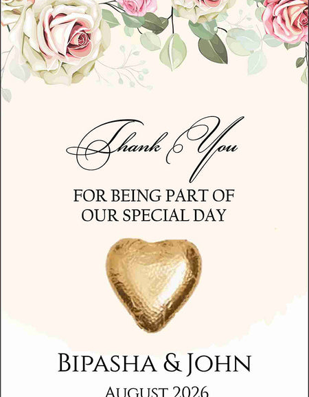 peach floral flat favour for chocolate wedding party