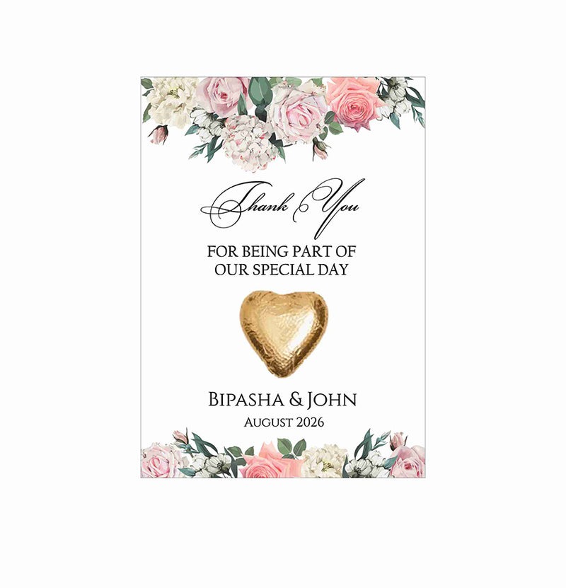floral flat favour for chocolate wedding