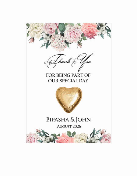 floral flat favour for chocolate wedding