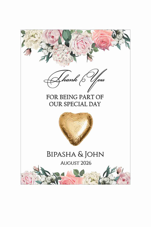 Load image into Gallery viewer, floral flat favour for chocolate wedding
