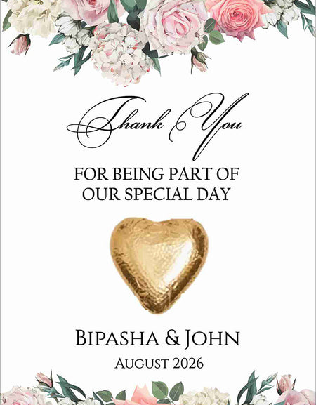 floral flat favour for chocolate wedding