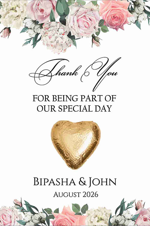 Load image into Gallery viewer, floral flat favour for chocolate wedding
