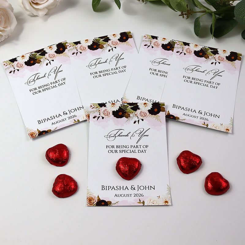 Floral Flat A6 Favour Cards FV107 – Add Your Own Chocolate Treat