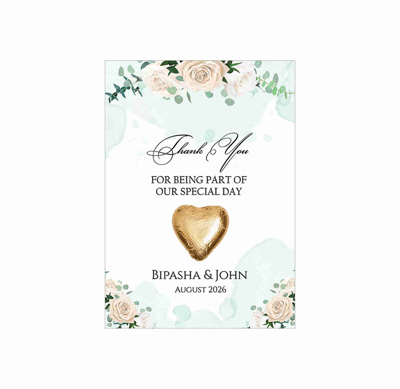 floral flat favour for chocolate wedding party