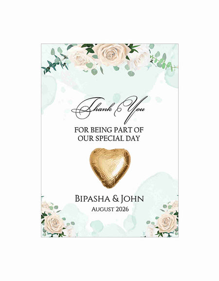 floral flat favour for chocolate wedding party