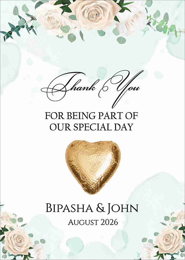 floral flat favour for chocolate wedding party