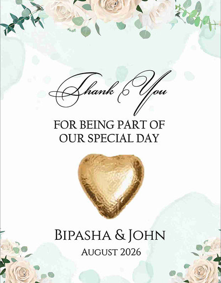 floral flat favour for chocolate wedding party