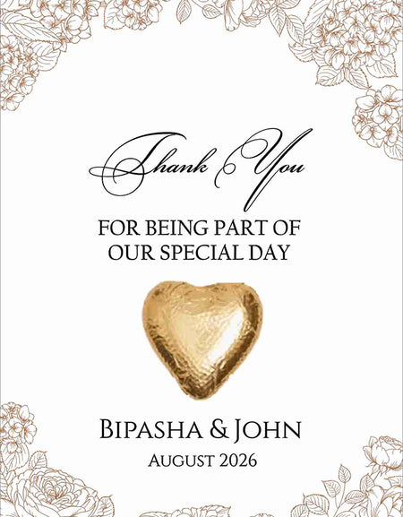 floral flat favour for chocolate wedding party