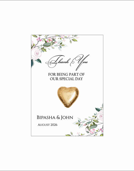 floral flat favour for chocolate wedding party