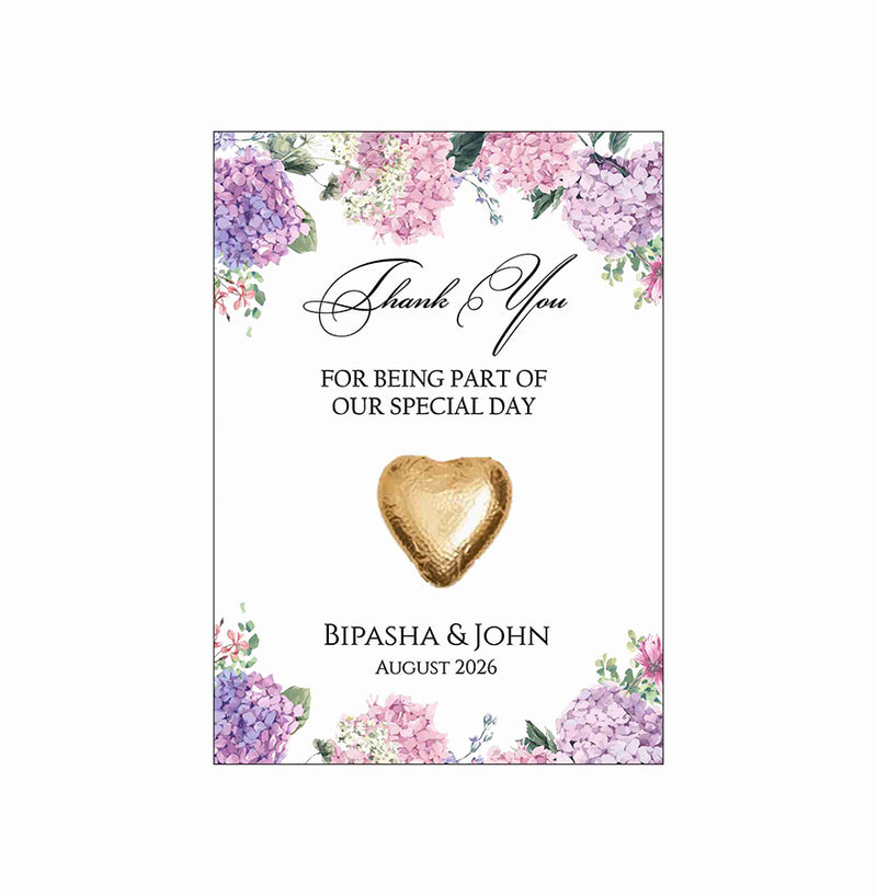 floral flat favour for chocolate wedding party