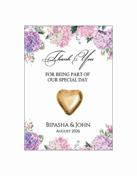 floral flat favour for chocolate wedding party