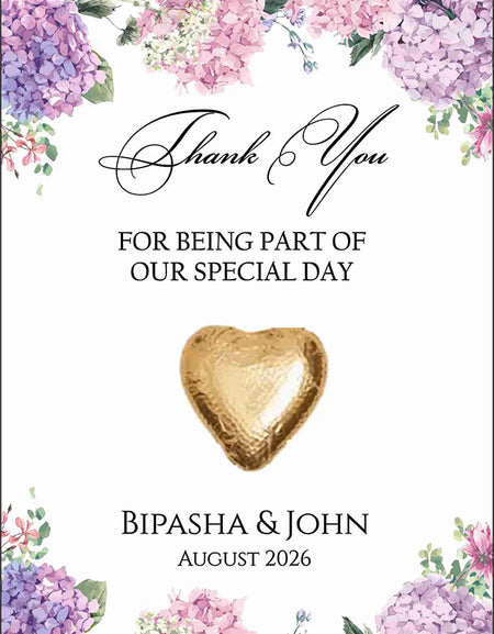 floral flat favour for chocolate wedding party