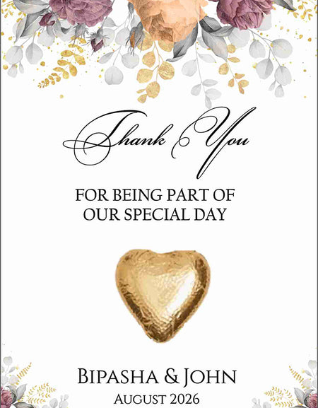 floral flat favour for chocolate wedding party