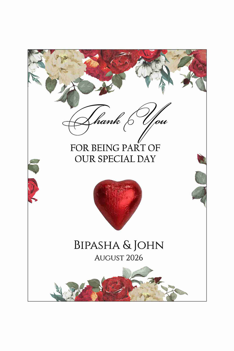 floral flat favour for chocolate wedding party