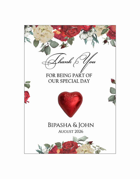 floral flat favour for chocolate wedding party