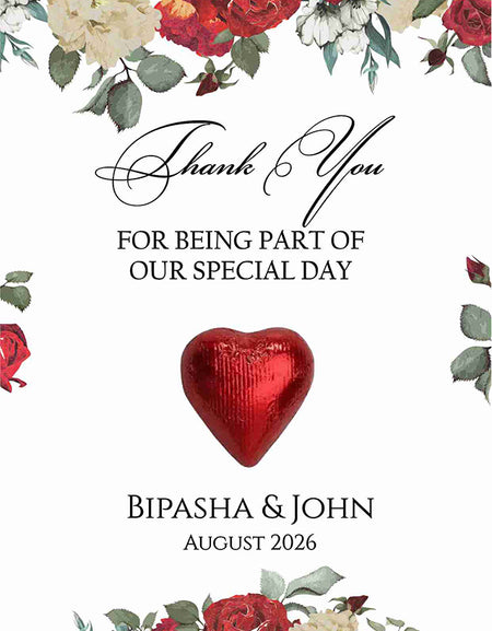 floral flat favour for chocolate wedding party