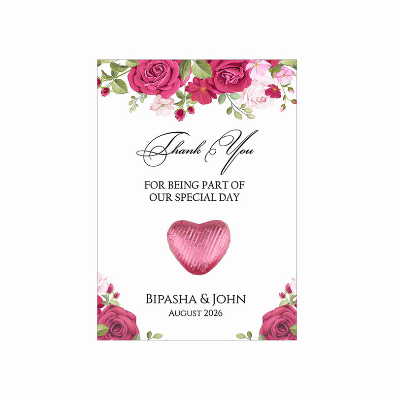 floral flat favour for chocolate wedding party