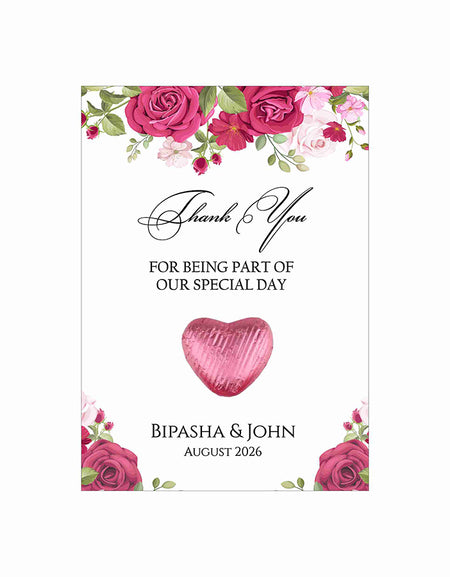 floral flat favour for chocolate wedding party