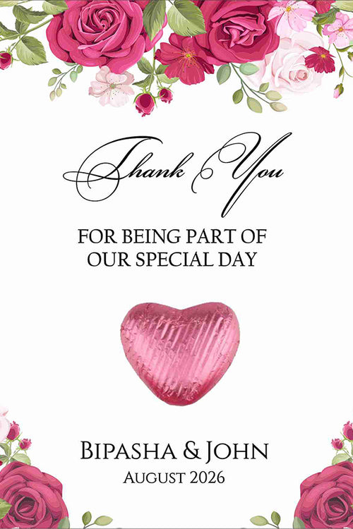 Load image into Gallery viewer, floral flat favour for chocolate wedding party pink
