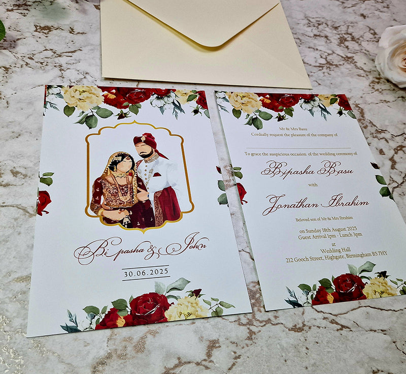 ABC 1150 Floral A5 Double Sided Invitation